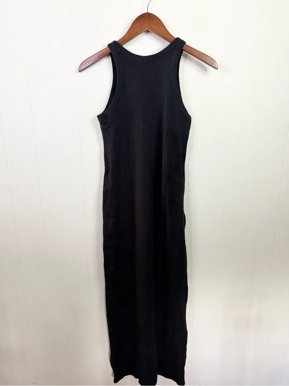 Buck Mason black rib tank dress midi maxi size SM new minimalist stretch - Picture 5 of 5